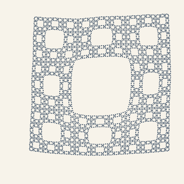 Completed level-4 Sierpinski carpet layout with its recursive square holes.